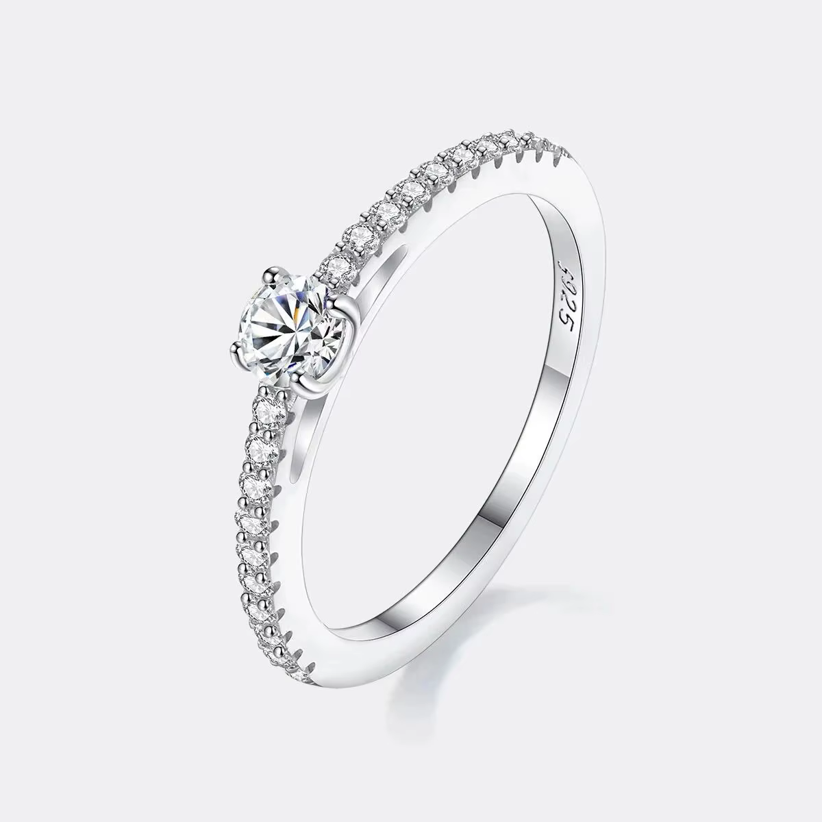 Petite bague Moissnaite en argent Sterling 925 véritable pour femmes, ronde scintillante Simple, cer