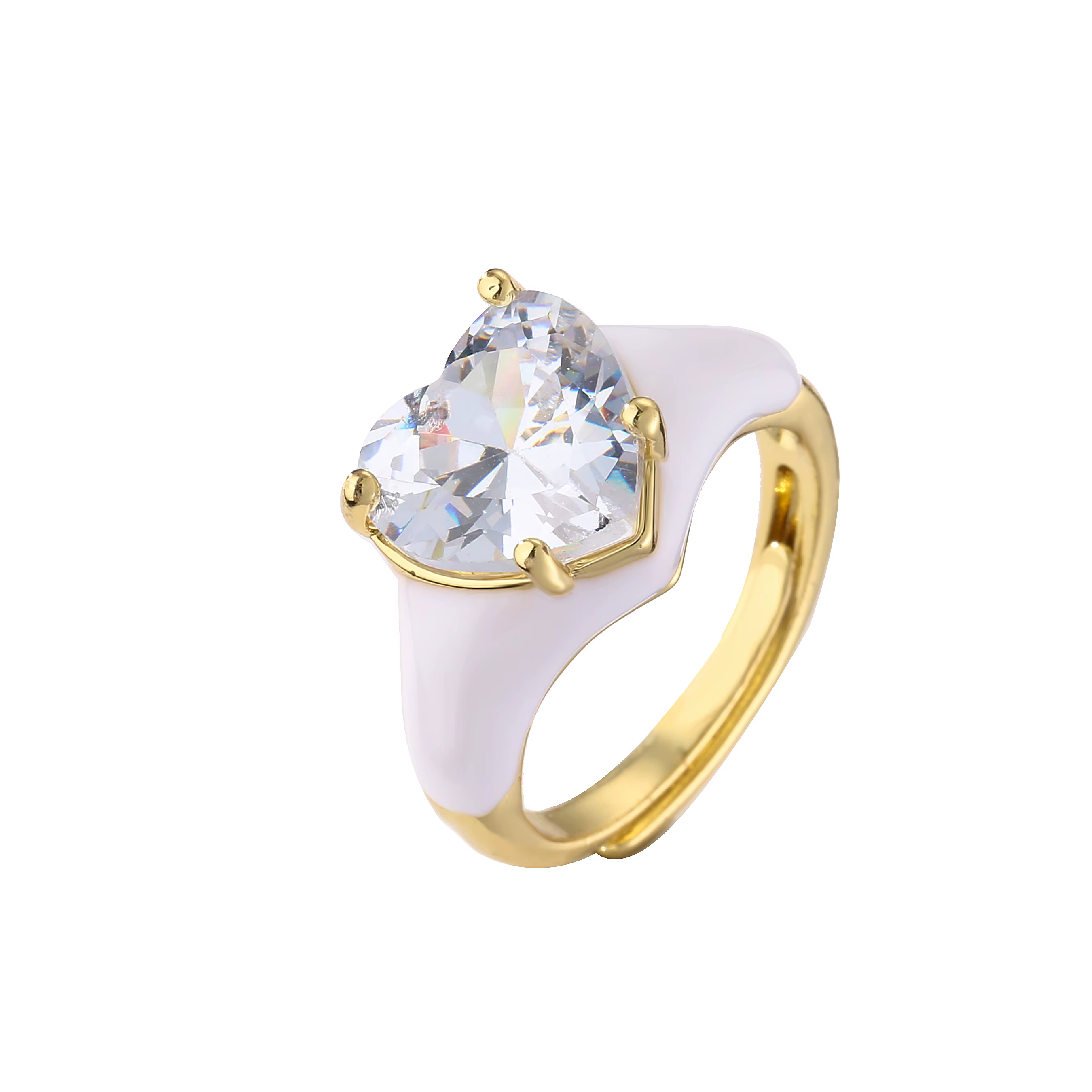 HECHENG, belle bague en émail coeur couleur or pour femmes gouttes d'huile coeur femmes bague mode o