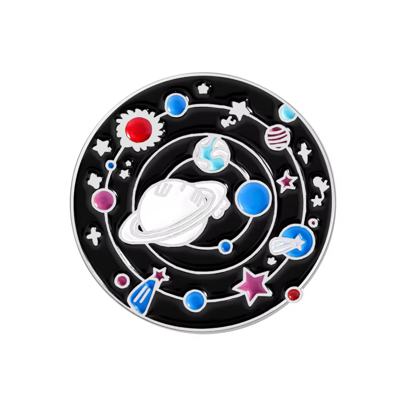 Broche en émail du système solaire, planètes du soleil de la terre, univers spatial, broche en métal