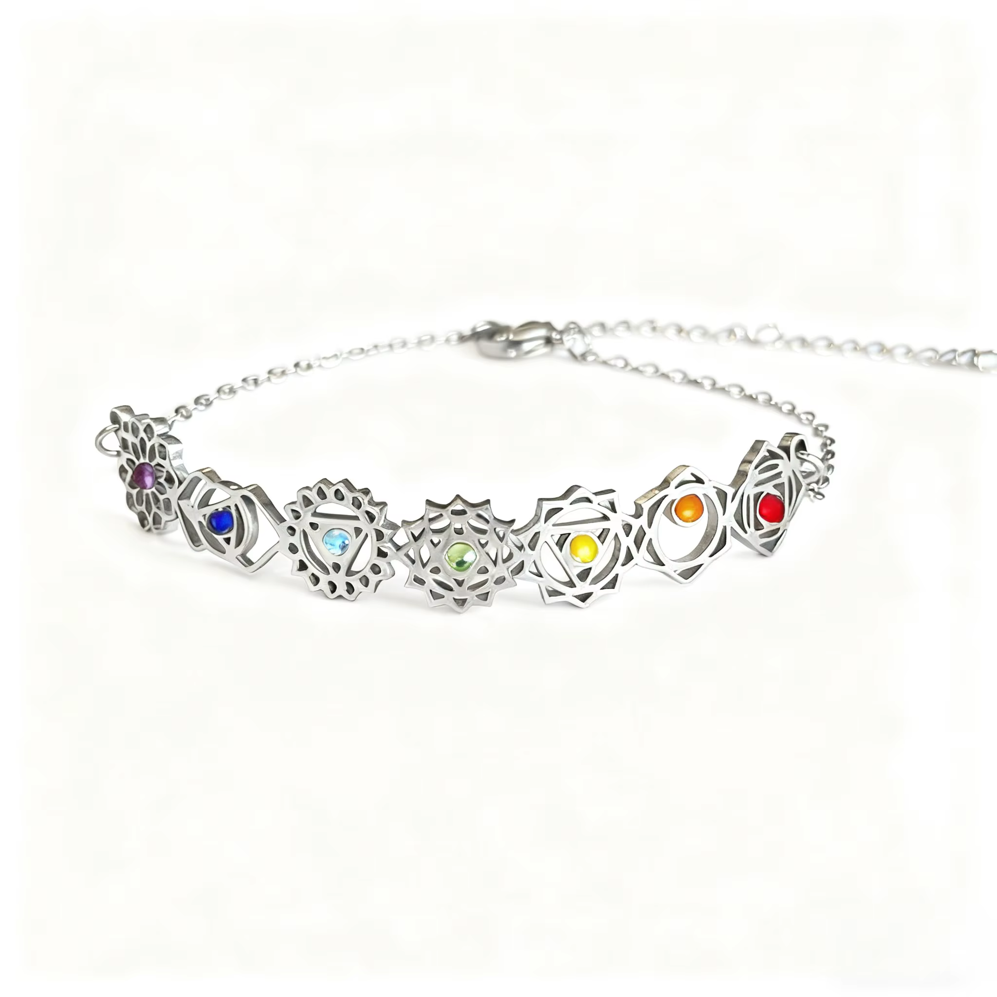 Bracelet 7 chakras plaqué or, avec zircon coloré, énergie spirituelle, bijoux de yoga, mode Boho, ch