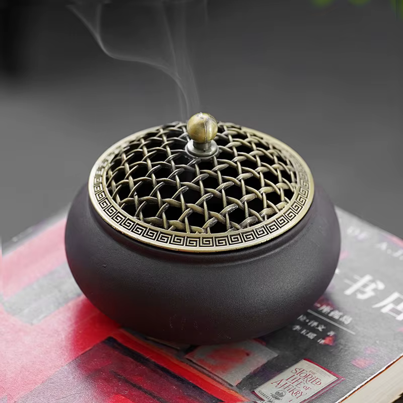Brûleur d'encens évidé pour cérémonie du thé, porte-encens en céramique d'intérieur, poêle d'aromath