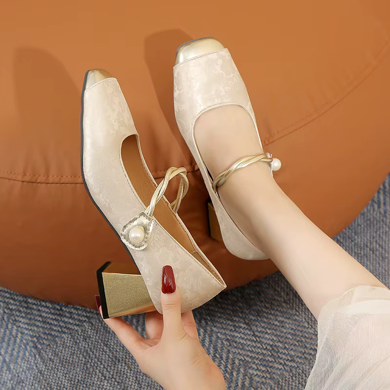 Nouvelles Chaussures Mary Jane à Talon Carré pour Femmes 2026 – Chaussures de Luxe de Marque Designe