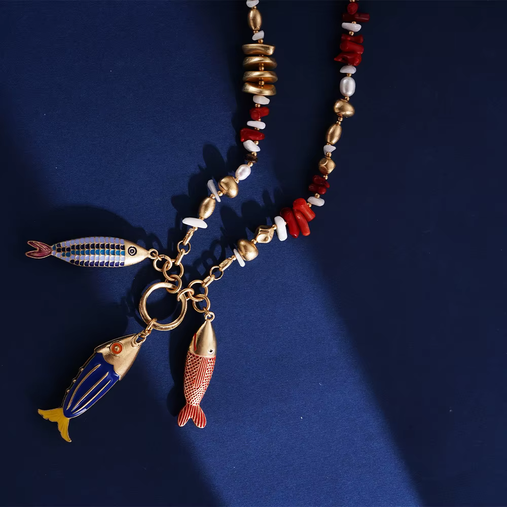 Collier sirène en émail mignon, pendentif à breloque poisson pour filles et femmes, animaux de l'océ