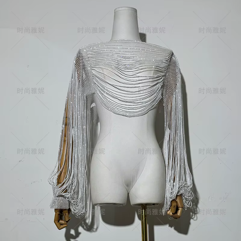 Collier en diamants pour Costume, châle assorti sur la poitrine, bijoux tendance, soutien-gorge Biki