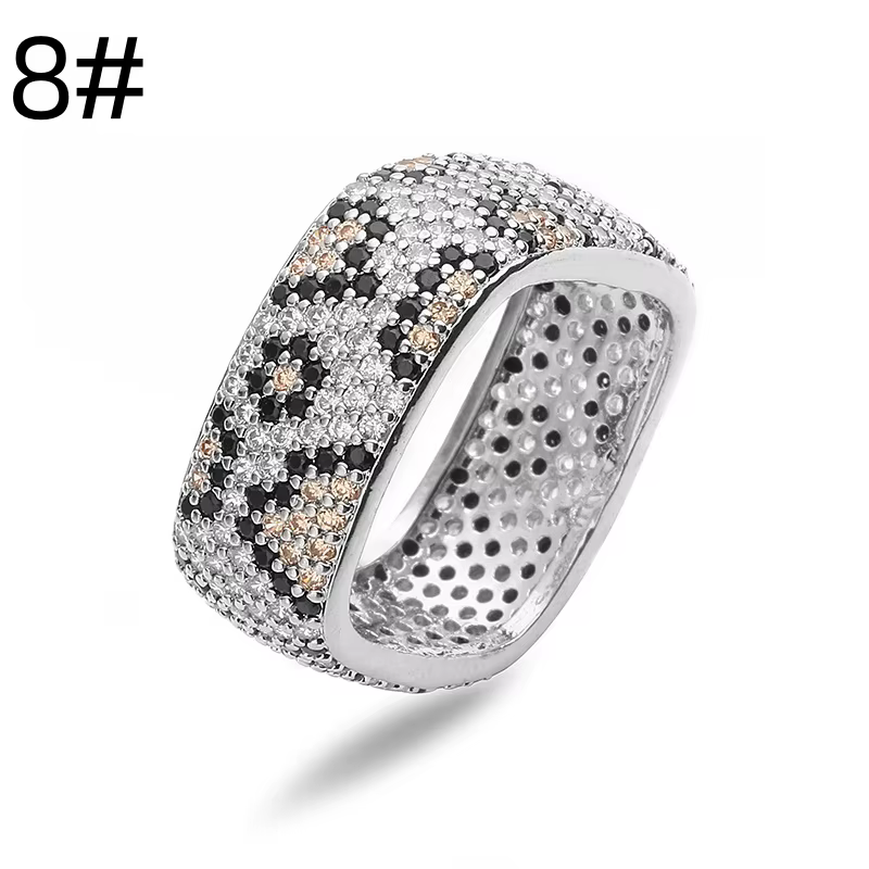 HECHENG, boucles d'oreilles imprimées léopard plaquées or 18 carats, bague carrée avec zircone cubiq