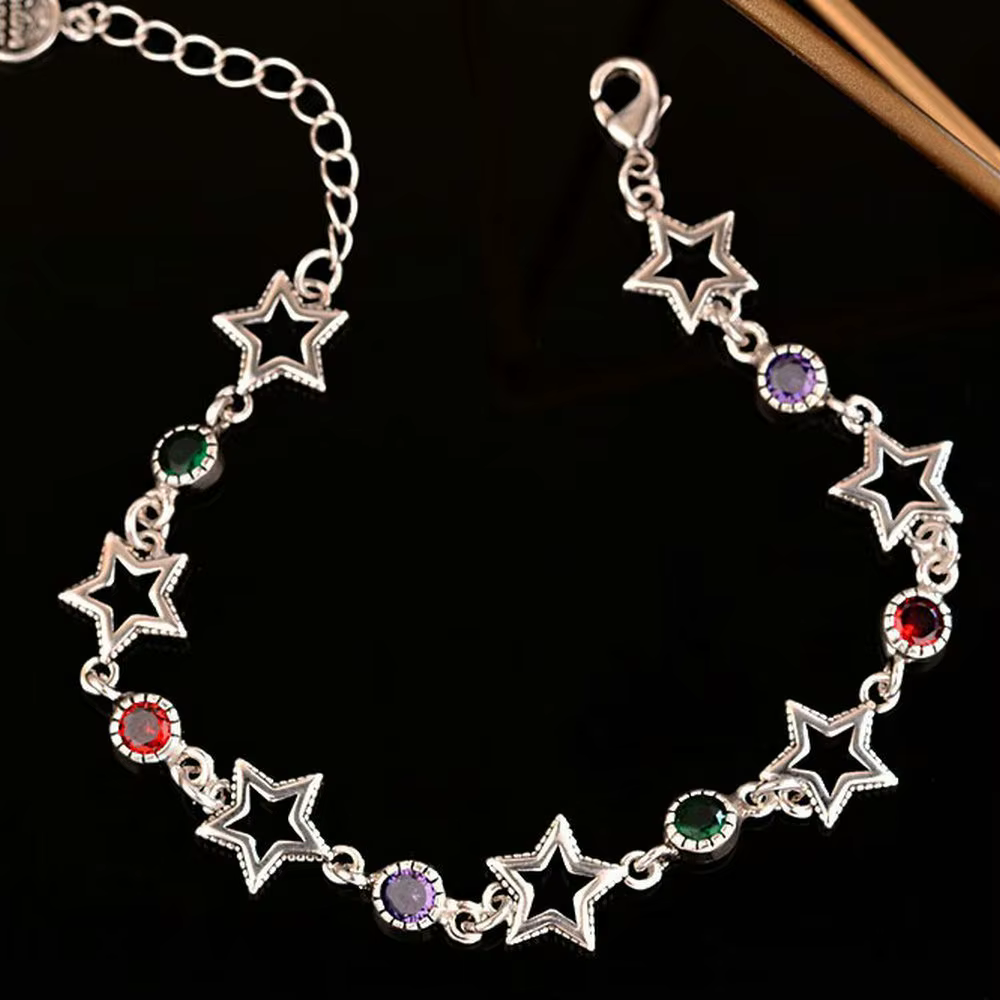 Nouveauté élégant coloré cristal étoile Thai argent dames ensembles de bijoux pour femmes collier Br