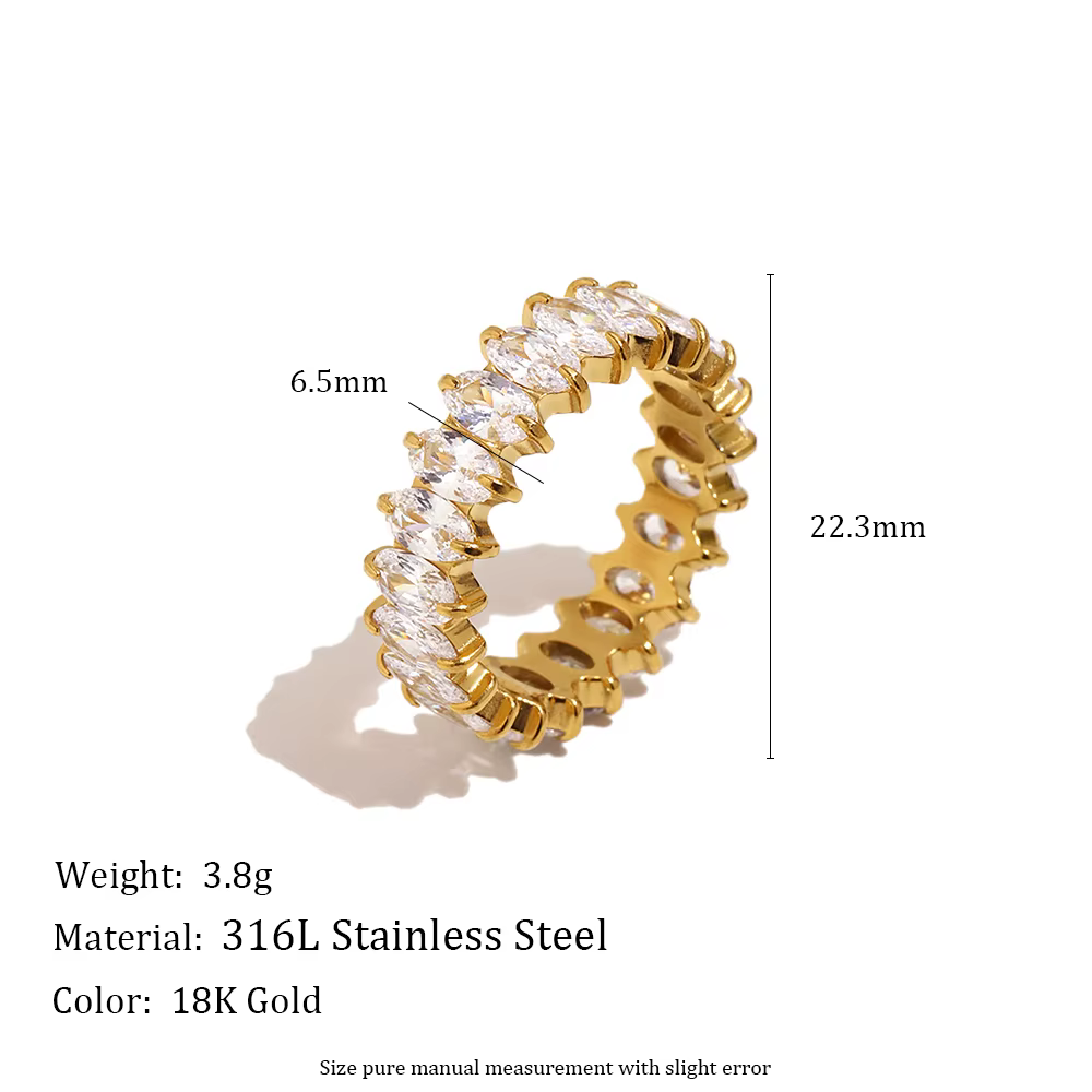 E.B.belle – bagues en Zircon pour femmes, bijoux de luxe en acier inoxydable plaqué or 18 carats, ac