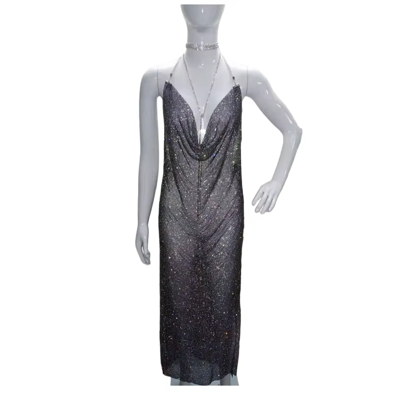 Robe de soirée à paillettes brillantes, bretelles Spaghetti, Cocktail, Sexy, Maxi, salle de bal, cri