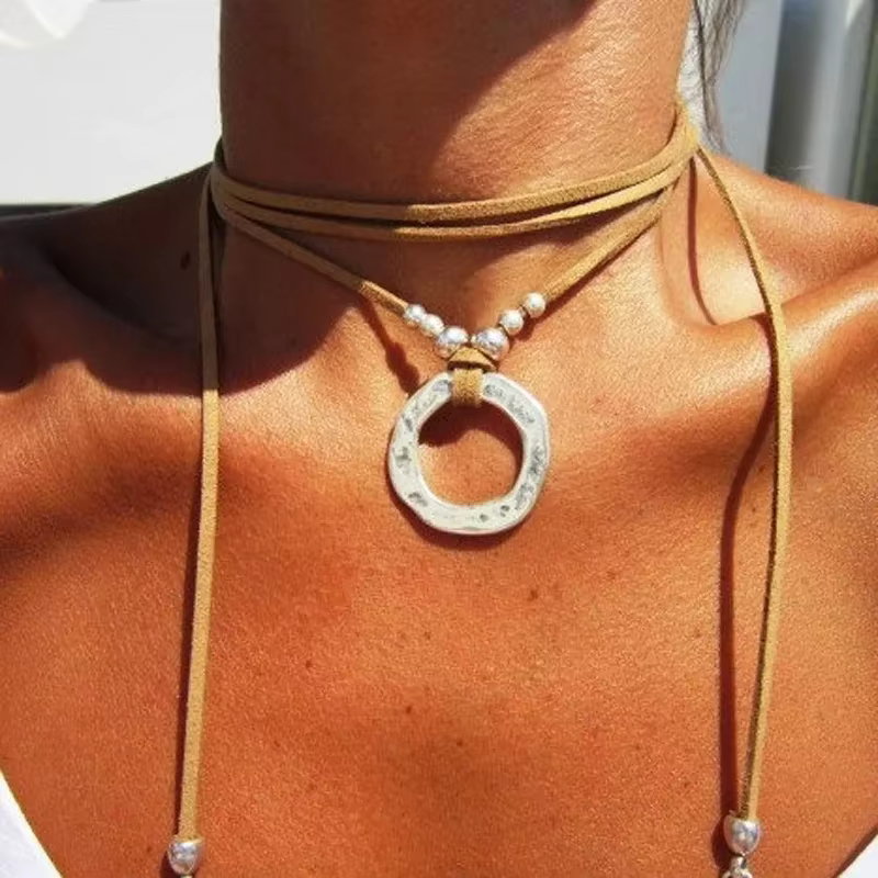 Bricolage porter gitane perlé cercle velours multicouche Wrap collier Boho bijoux femmes mode à la m