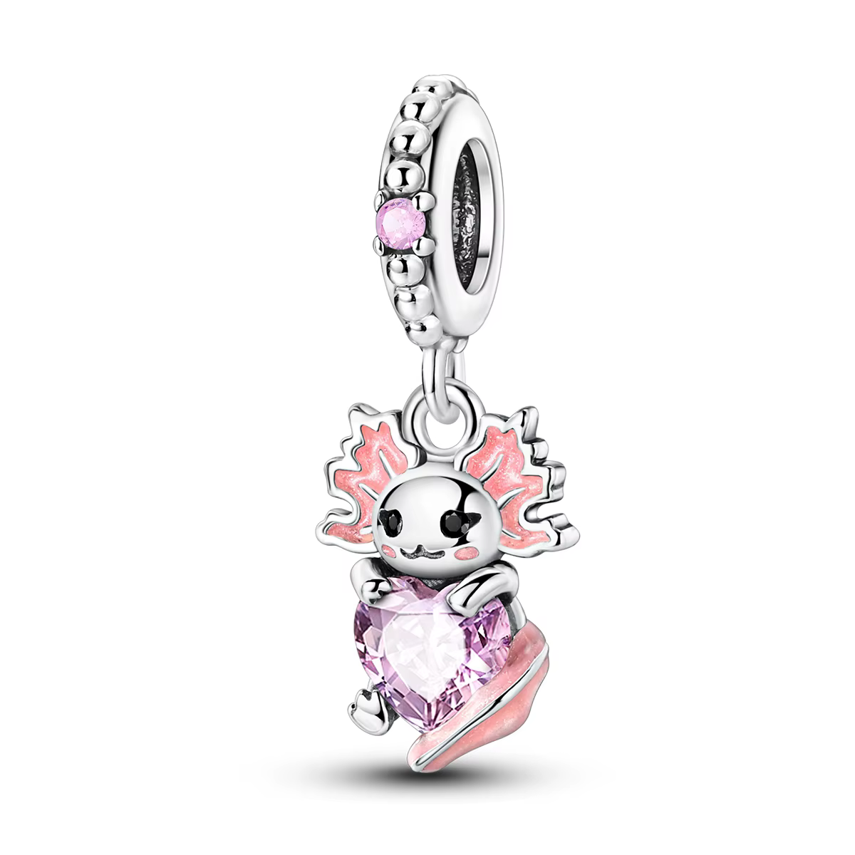 Breloque originale en argent sterling 925, pendentif adorable salamandre rose, compatible avec brace