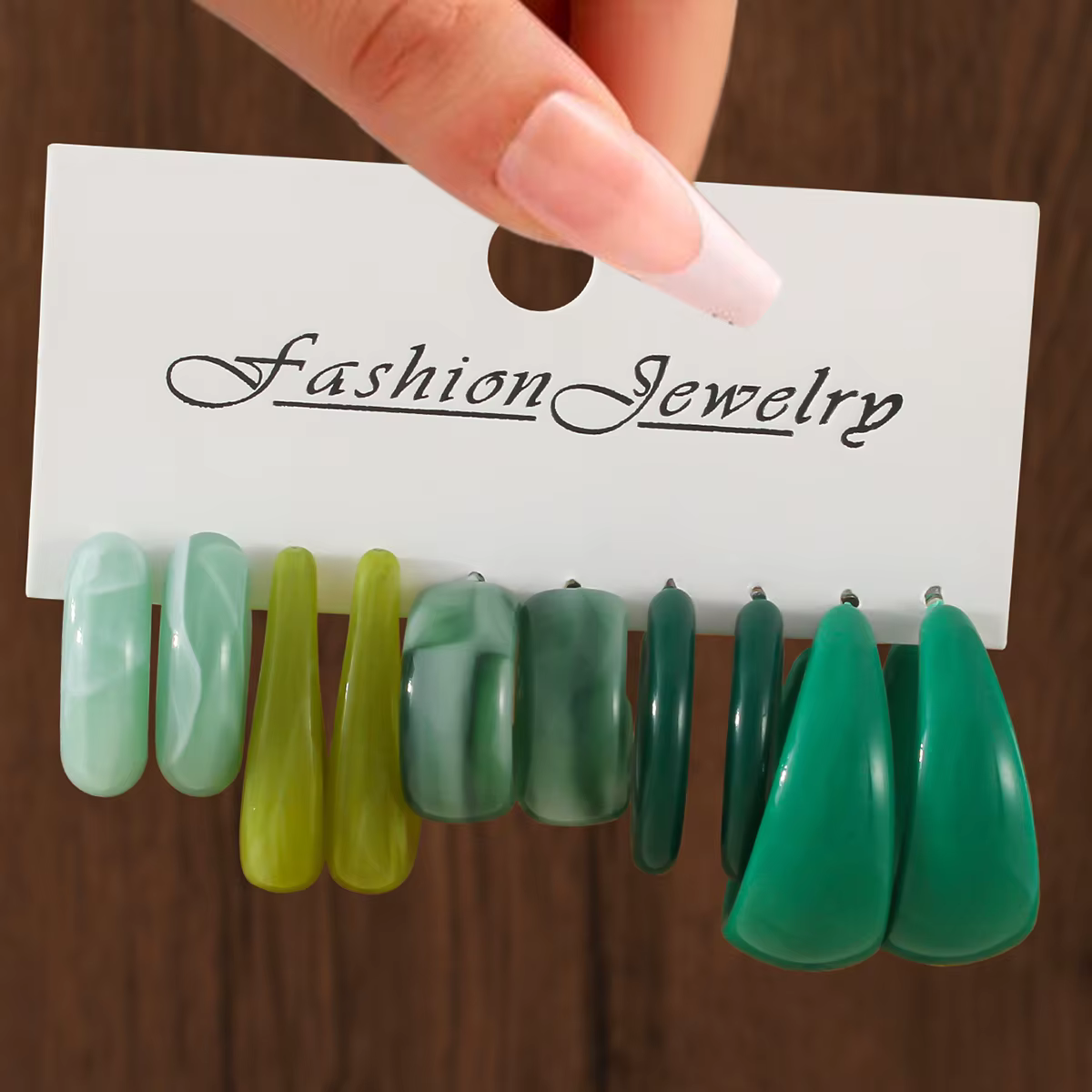 Ensemble de boucles d'oreilles pendantes en résine élégante, Design exagéré en forme de C, polyvalen