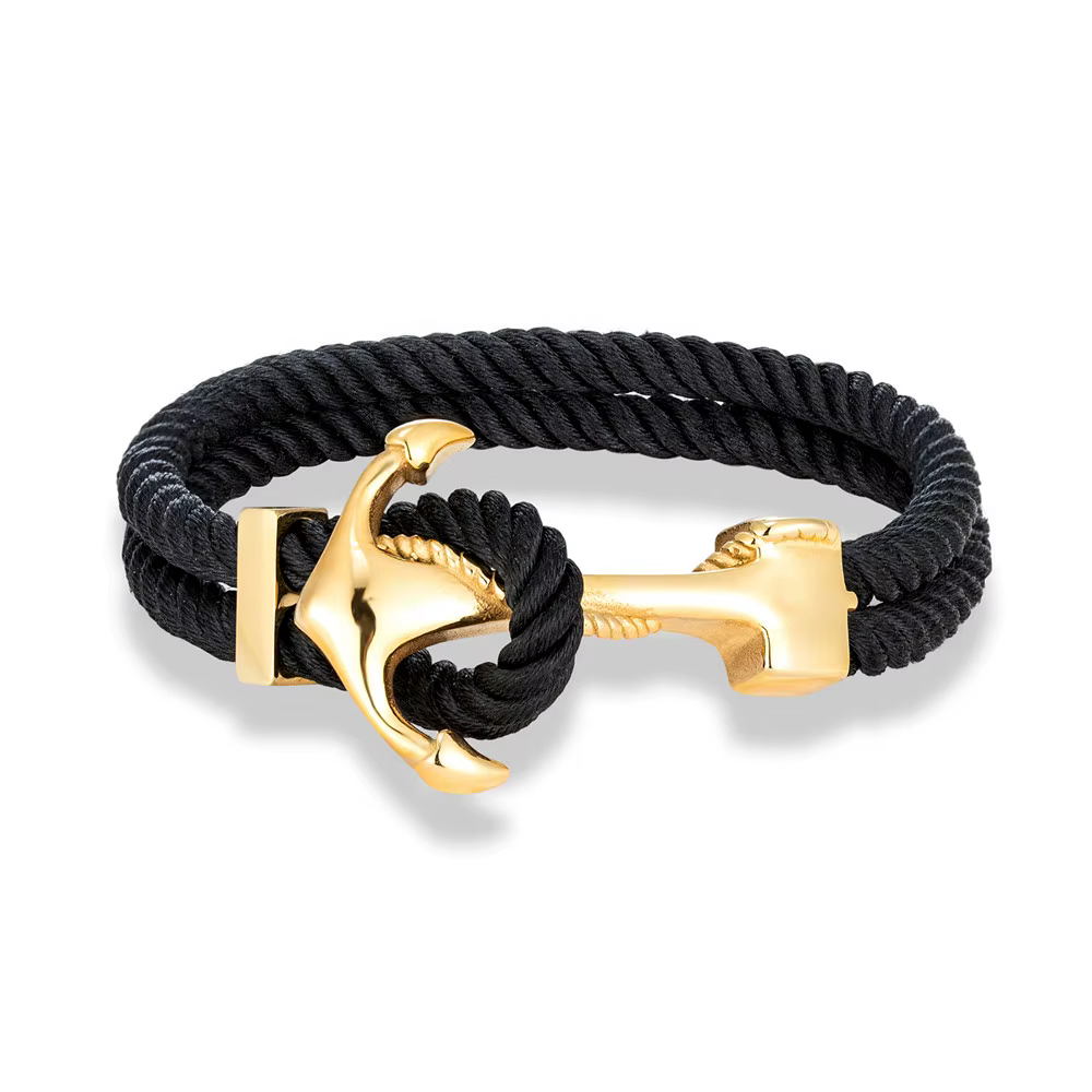 Bracelets d'ancre plaqués or pour hommes et femmes, breloque en corde nautique à Double brin, access
