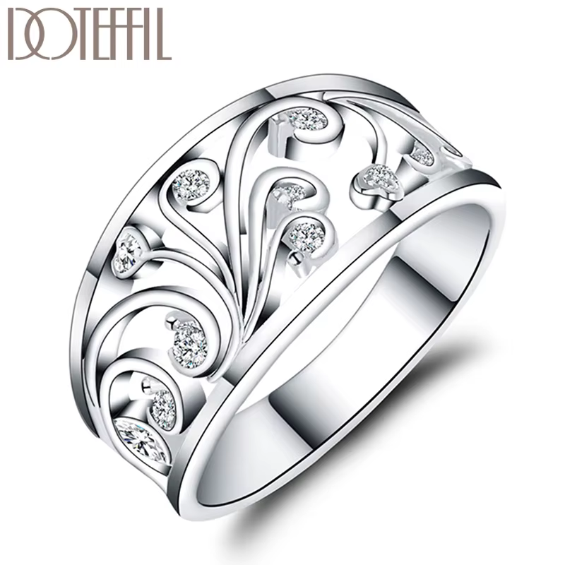 Bague à motif cristal AAA pour femme, bijoux de charme, document en argent, mariage, fiançailles, ca