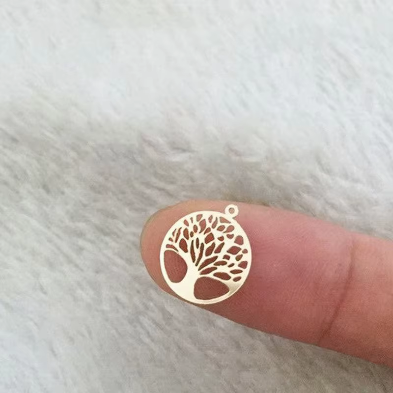 Breloque Arbre de Vie en Or Rempli 14K, Breloque Ronde en Or Rempli pour la Fabrication de Bijoux, B