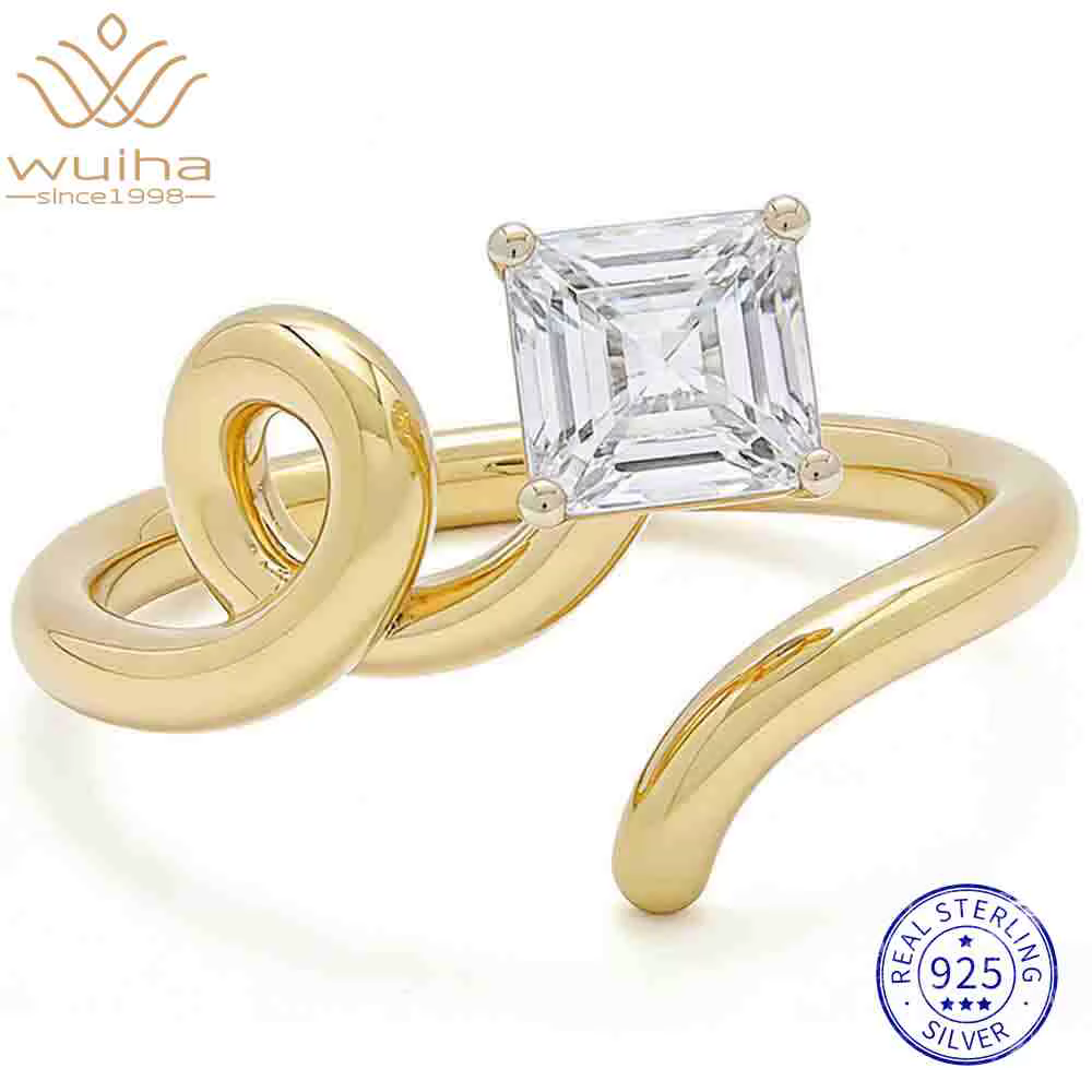 WUIHA – bague de fiançailles en argent Sterling 100% 925, coupe Asscher 1 CT, couleur D, véritable p
