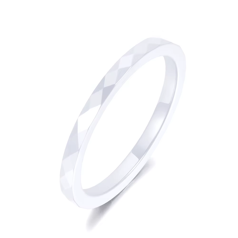JeeMango Trendy 2mm noir et blanc coupe céramique Anneaux bijoux mariage bagues de fiançailles pour 