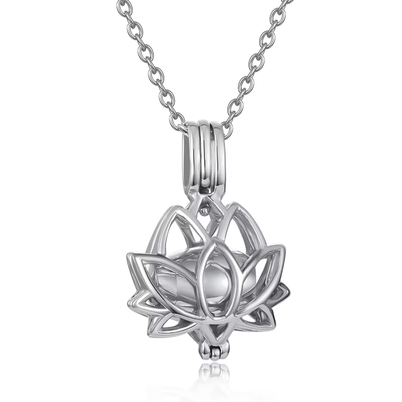 Bijoux de crémation pour cendres - Collier pendentif cendres fleur de lotus avec mini urne souvenir 