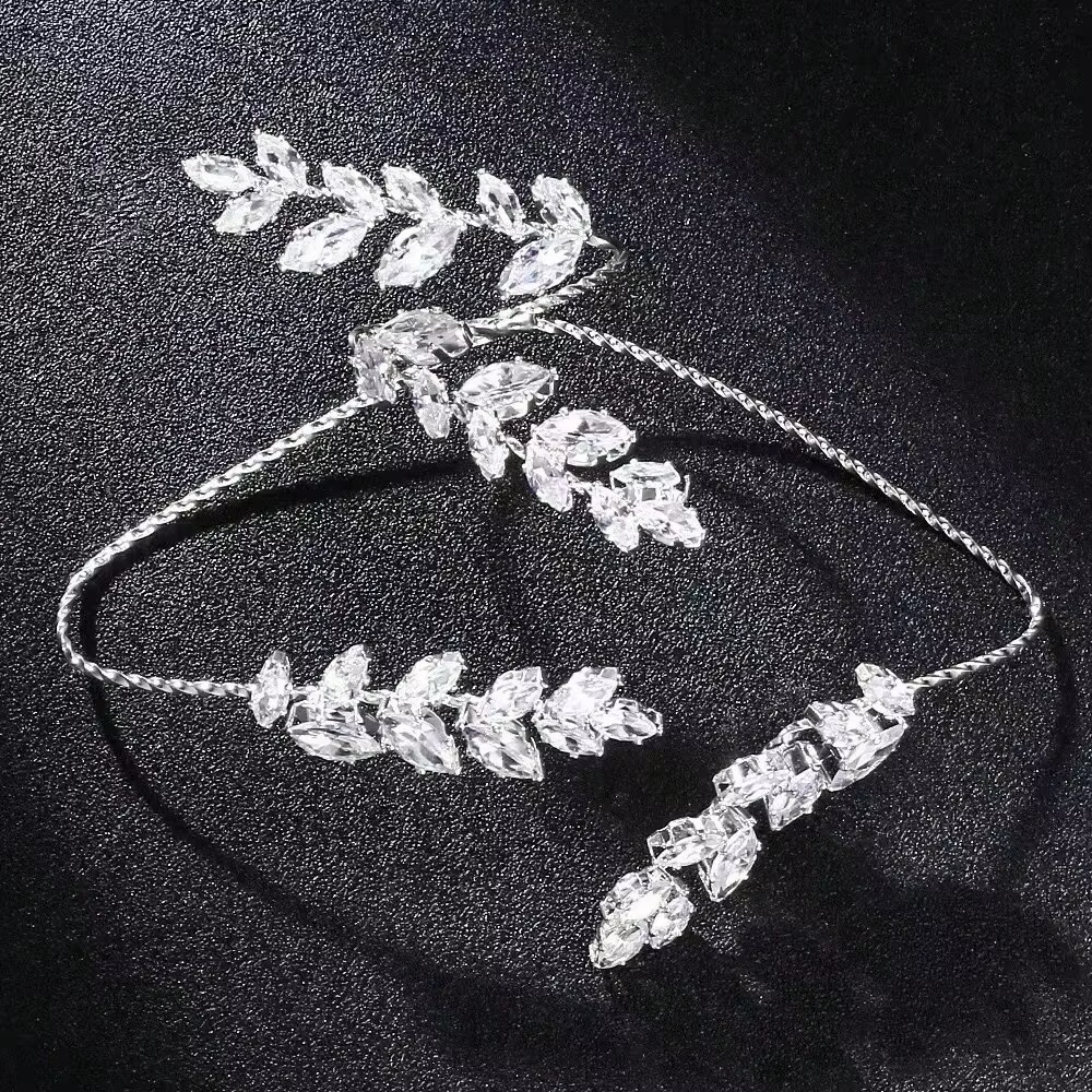 Bijoux de luxe faits à la main en forme de feuille pour femmes, mignon mariage 5A + zircone cubique,