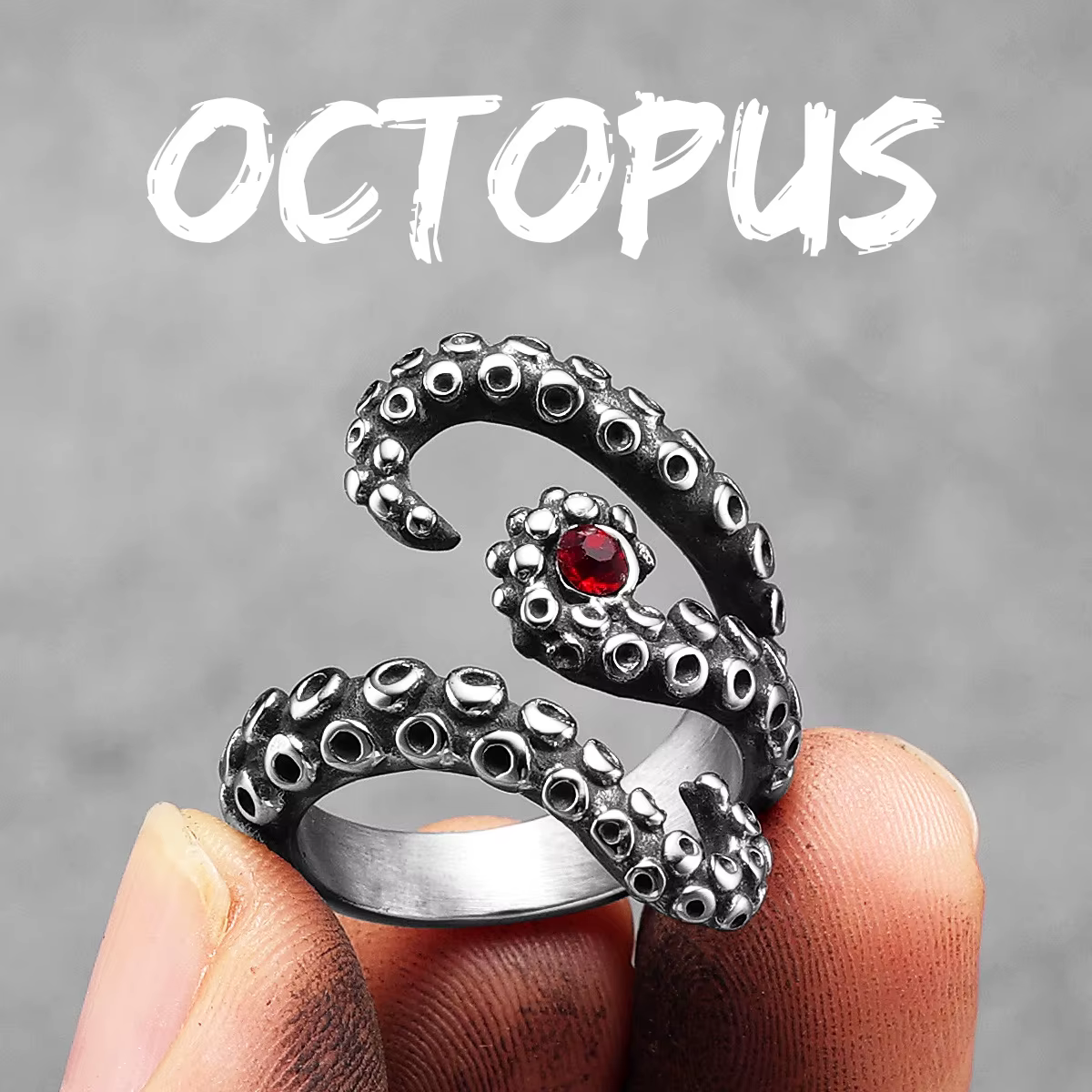 Bagues en acier inoxydable pour femmes, pieuvre, tentacules d'animaux, bijoux punk vintage, trucs co