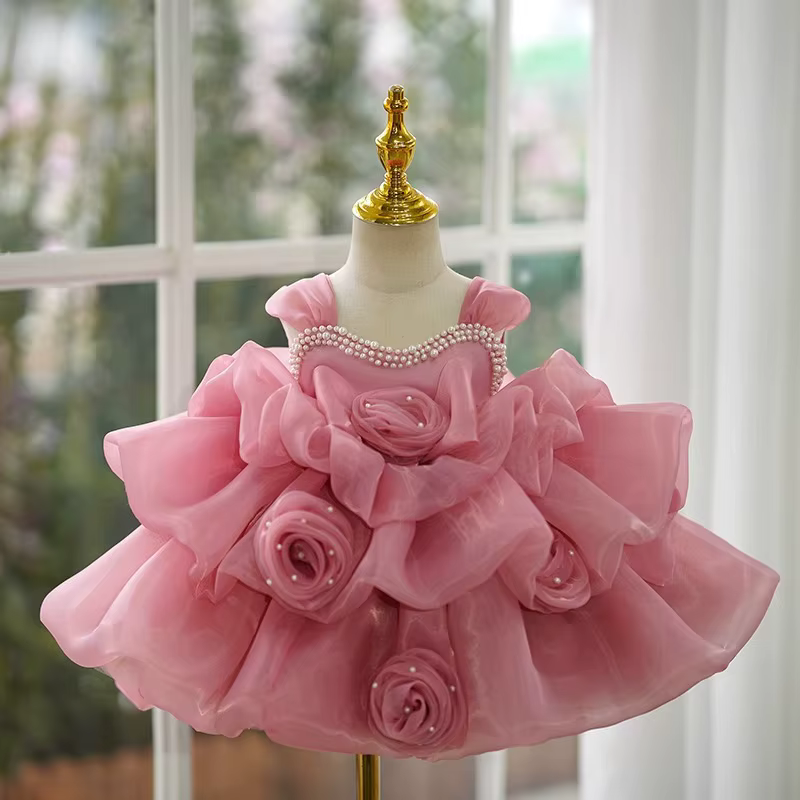 Robe de princesse moelleuse pour fille, robe élégante pour fête d'anniversaire, robe de Noël formell