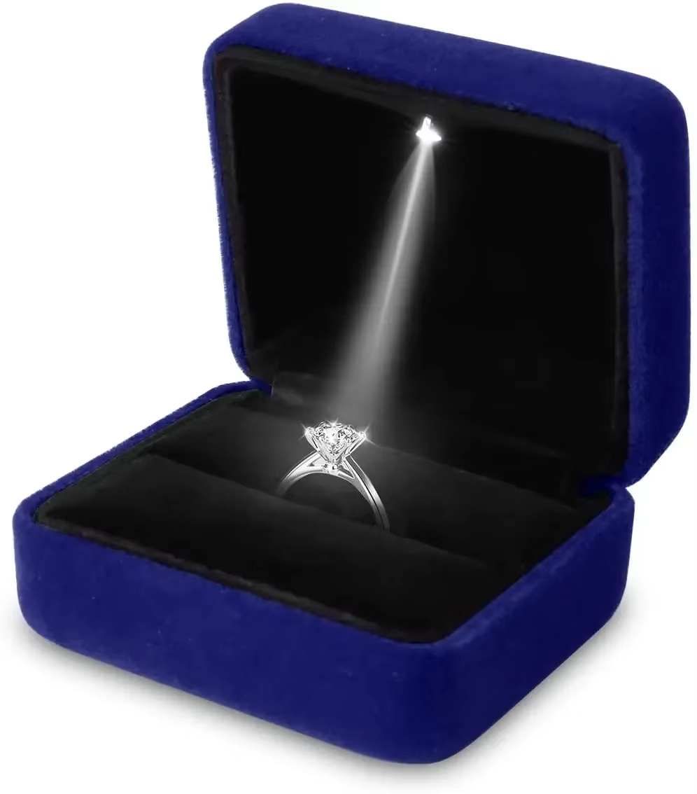 Boîte à matiques de luxe avec lumières LED, boîte-cadeau pour fiançailles, mariage, anniversaire, af