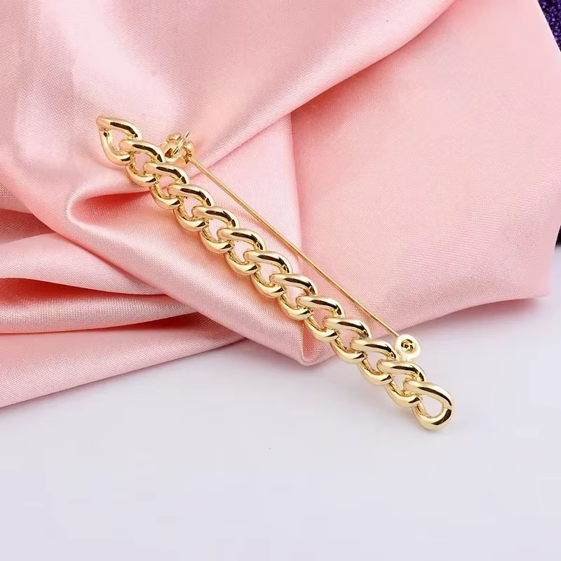 Broche chaîne vide couleur or coréenne, bijoux à la mode, boucle Simple, épingle à revers, accessoir