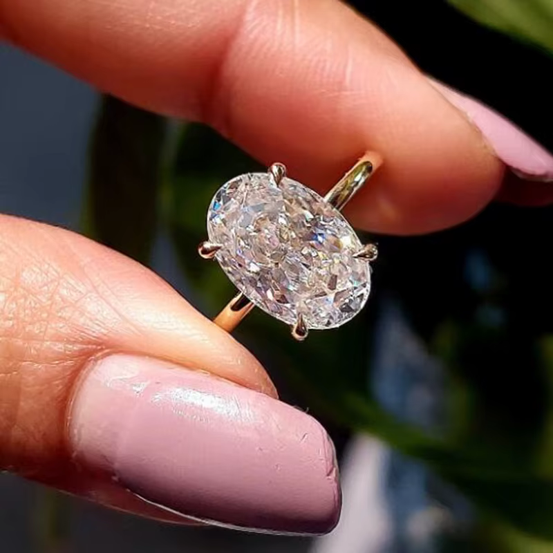 Bague Solitaire de fiançailles en argent Sterling 925, coupe ovale, Moissanite 1-3ct, pour femmes, p