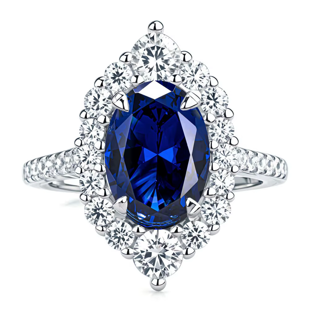 Wong Rain – bague en argent Sterling 925, coupe ovale, saphir, diamant à haute teneur en carbone, 8x