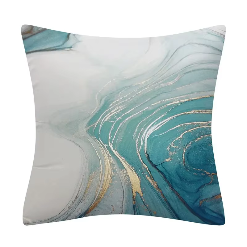 Housse de coussin décorative Turquoise, taie d'oreiller rayée, Art abstrait, pour canapé, chambre à 