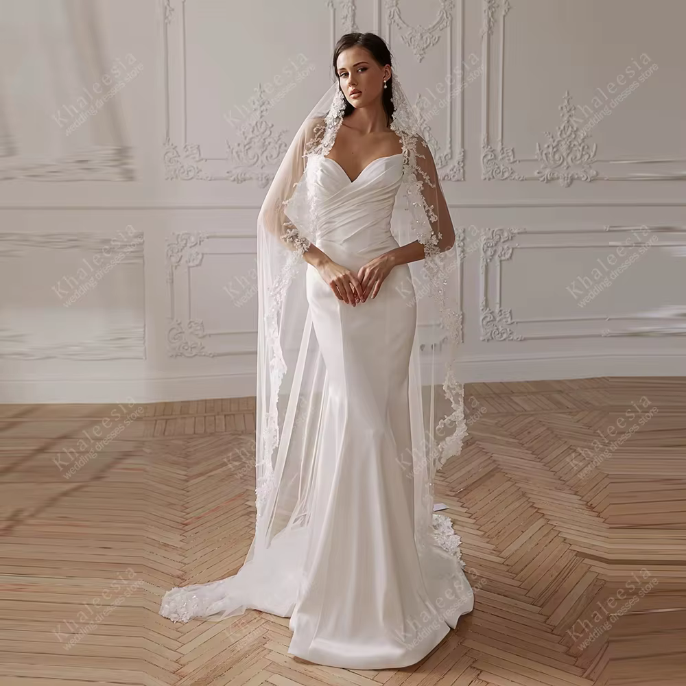Robes de mariée élégantes, robes de mariée charmantes, robes en satin simples pour soirée formelle, 