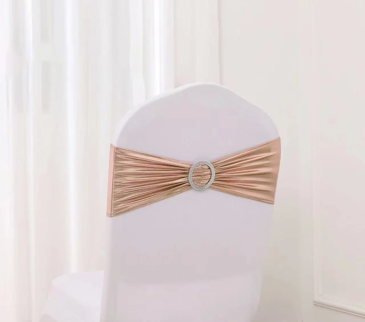 10/50/100pc chaise de mariage décoration chaise ceintures arc brillant métallique chaise noeud bande