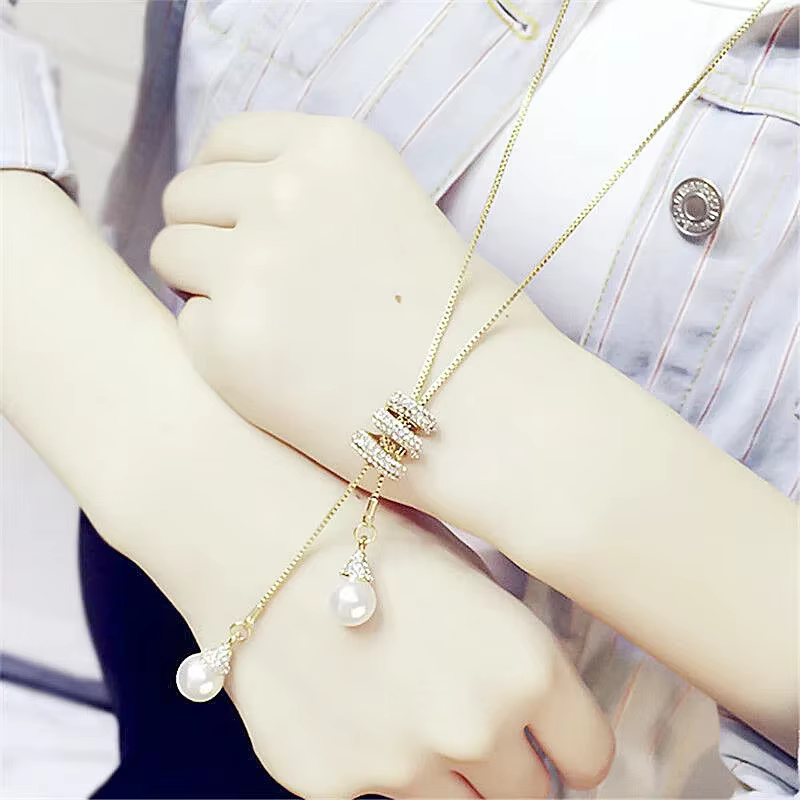 Collier classique Simple avec pendentif en spirale de perles longues pour femmes, breloque en Zircon