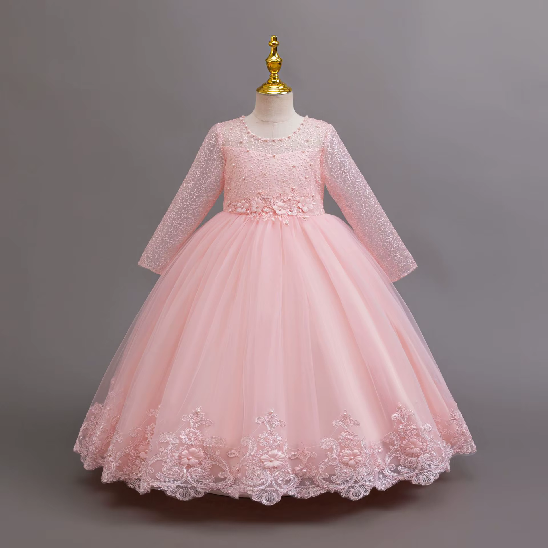 Robe de Mariée Élégante en Dentelle à Manches sulfpour Jeune Fille, Vêtement Formel Blanc, de 4 à 12