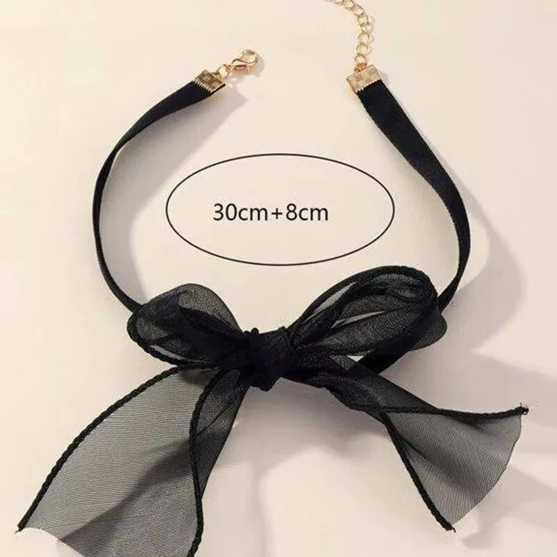 Collier ras du cou en Imitation de perles pour femmes, exquis, à la mode, avec nœud papillon, en vel