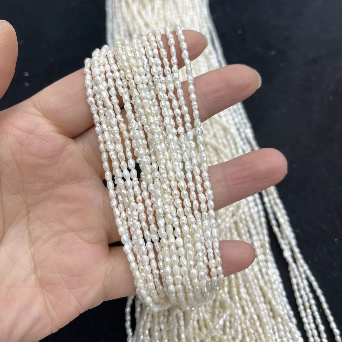 Perle de riz naturelle d'eau douce, 2-2.5mm, pour la fabrication de bijoux, boucles d'oreilles, coll