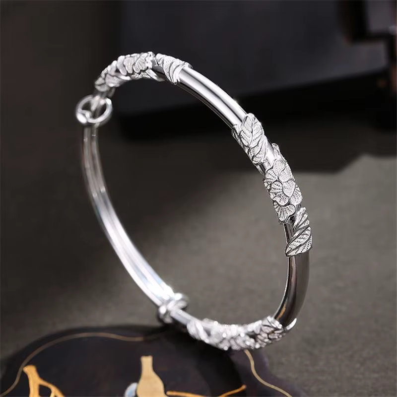 Bracelets en argent Sterling 925 pour femmes, design original, fleurs en pleine floraison, bijoux de