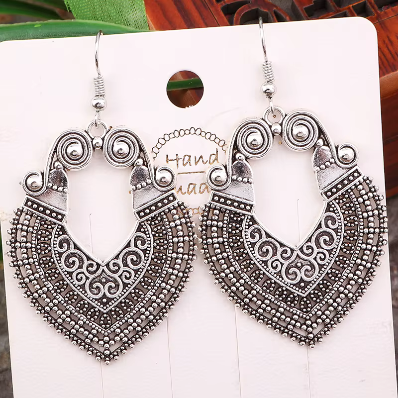 Boucles d'oreilles pendantes en alliage ethnique Love Coussins pour femmes et filles, bijoux de fête