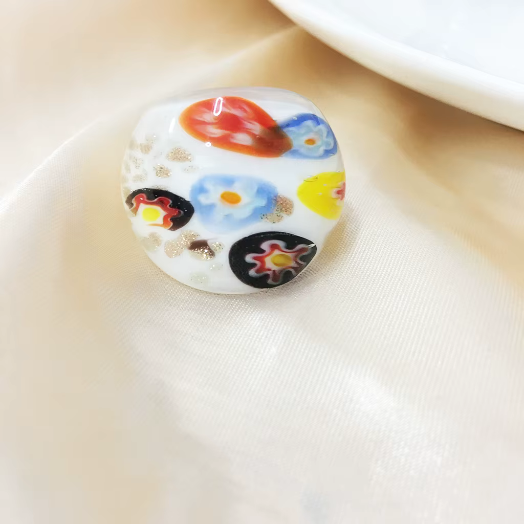 Anneaux de Murano en verre de Murano jaune pour femmes, 1 pièce, 17-19mm, bijoux de Style chinois, c