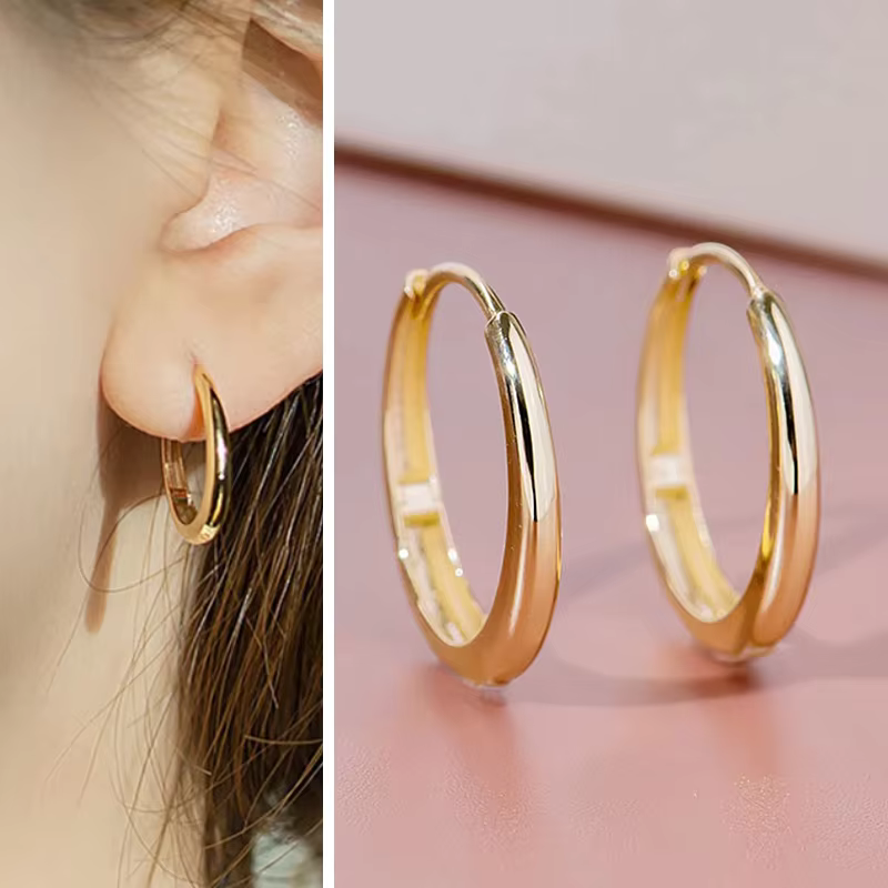 Huitan – boucles d'oreilles créoles polyvalentes couleur or pour femmes, bijoux de fête quotidiens, 