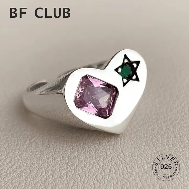 Bague de fiançailles en Zircon, couleur argent, cœur d'amour, créatif, Simple, géométrique, fait à l