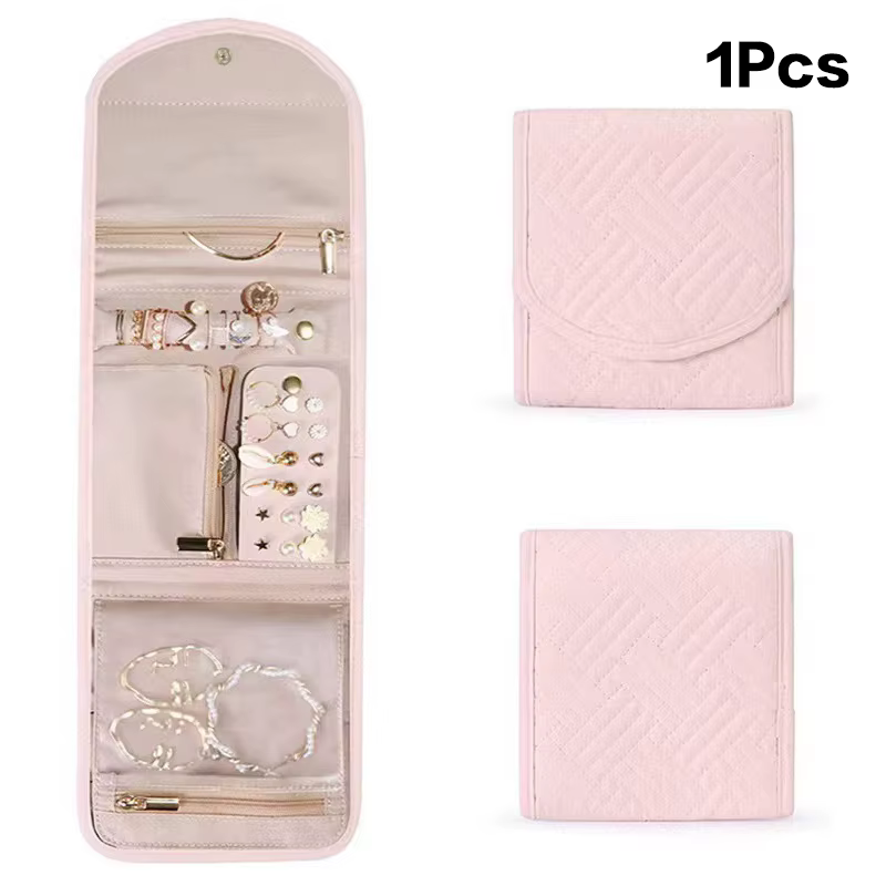 Étui à bijoux pliable en rouleau, organisateur de bijoux de voyage, Portable pour voyage, boucles d'