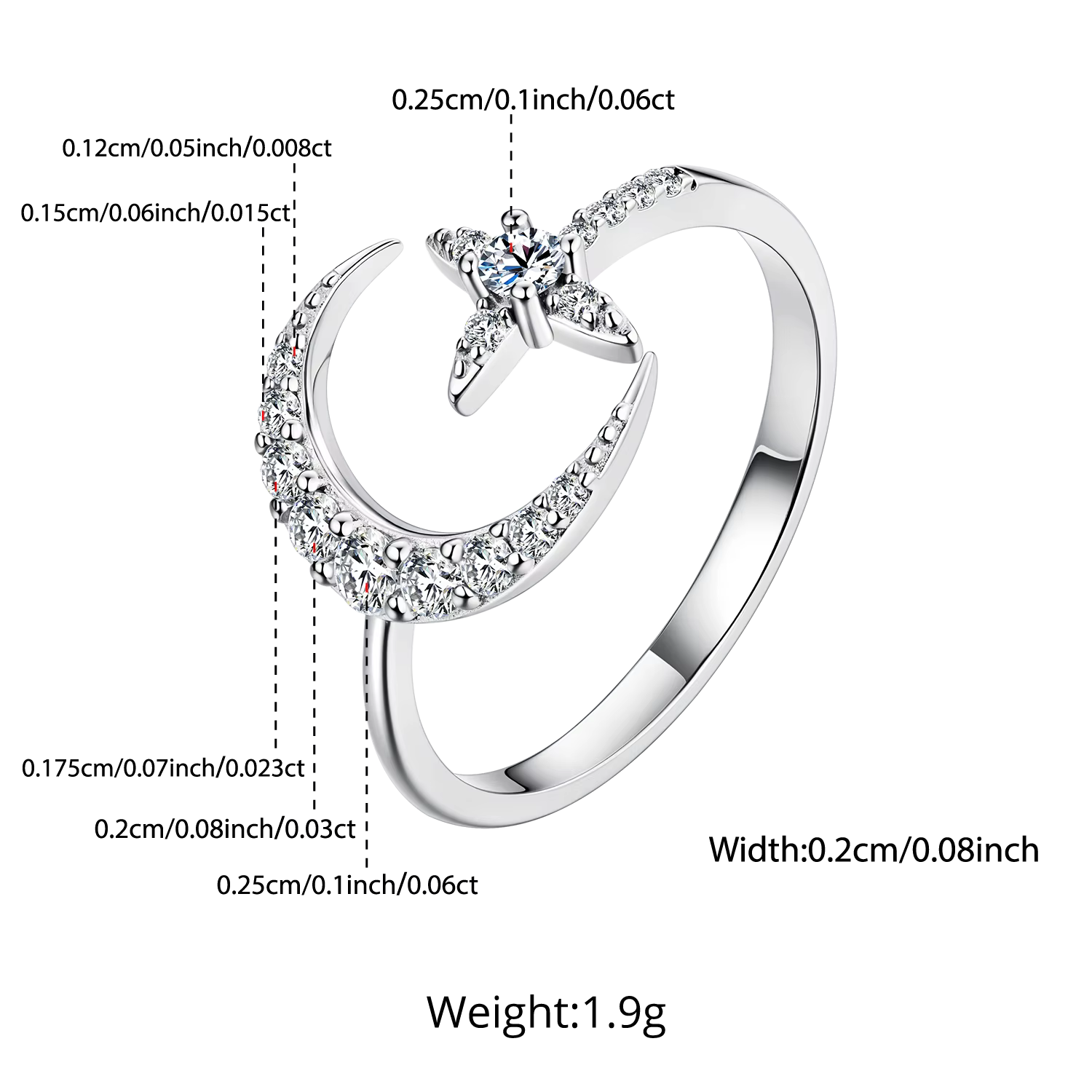 Bamoer – bague Moissanite Stars Moon D Color VVS1 EX, bague en diamant de laboratoire, en argent Ste