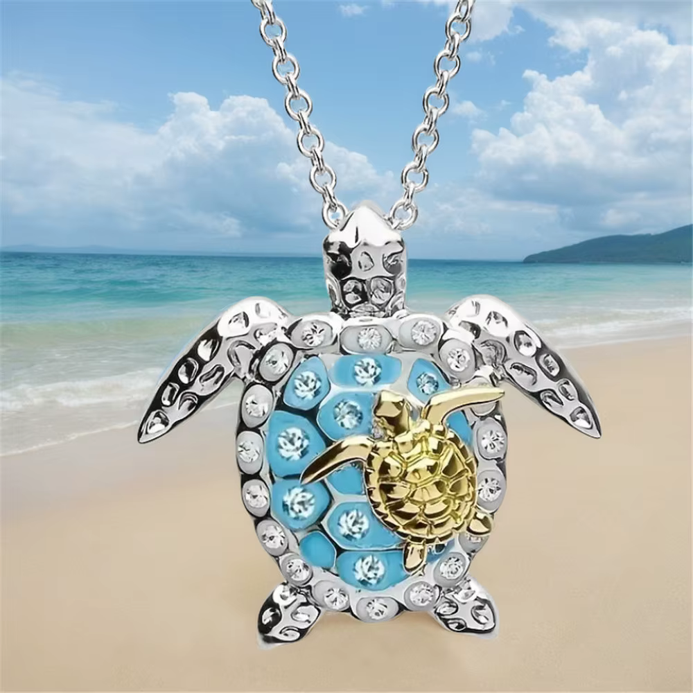 Collier de luxe avec pendentif Animal tortue de mer pour femme, Vintage, couleur argent, bijoux de m