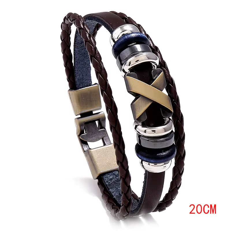 Bracelet en cuir tendance avec perles, unisexe, Design Simple, polyvalent pour hommes et femmes, tis