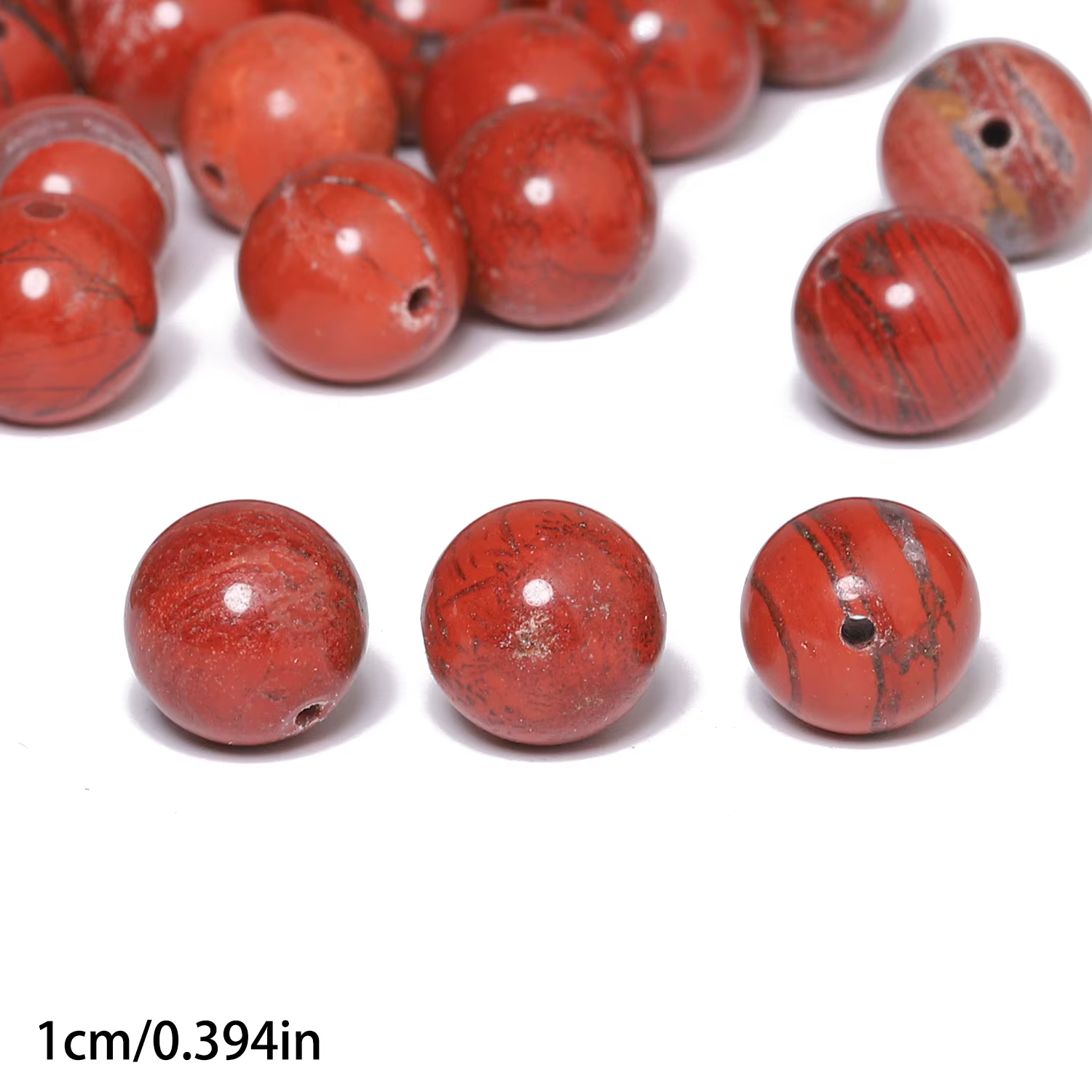 Perles rondes en pierre de jaspe rouge naturel, 4/6/8/10/12mm, perles d'espacement amples pour la fa