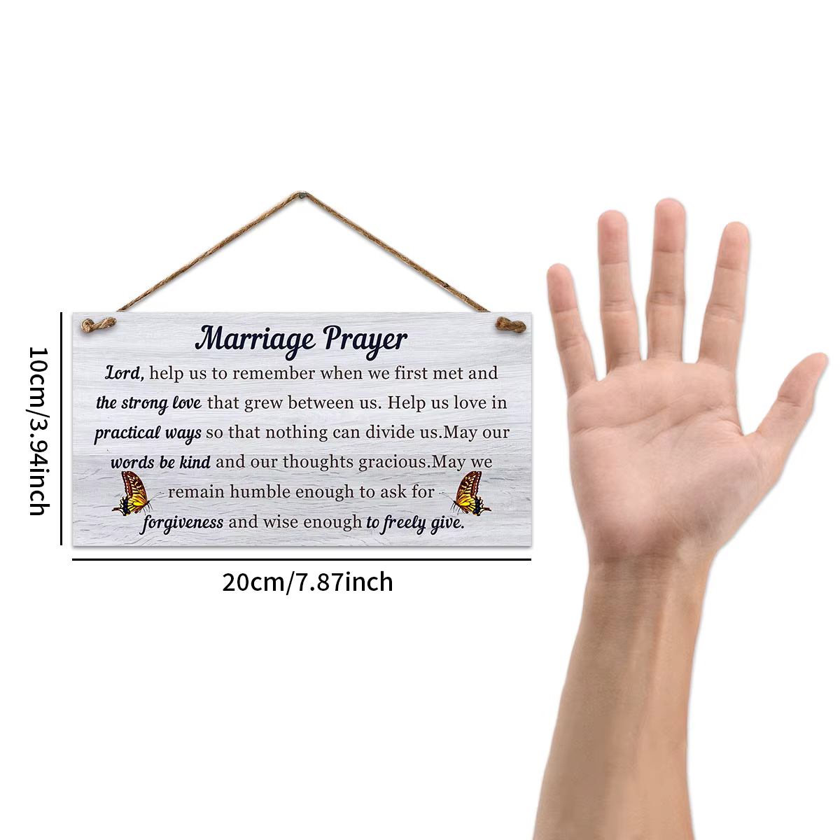 Plaque décorative en bois pour prière de mariage, art mural, décor de chambre, panneau de bois de co