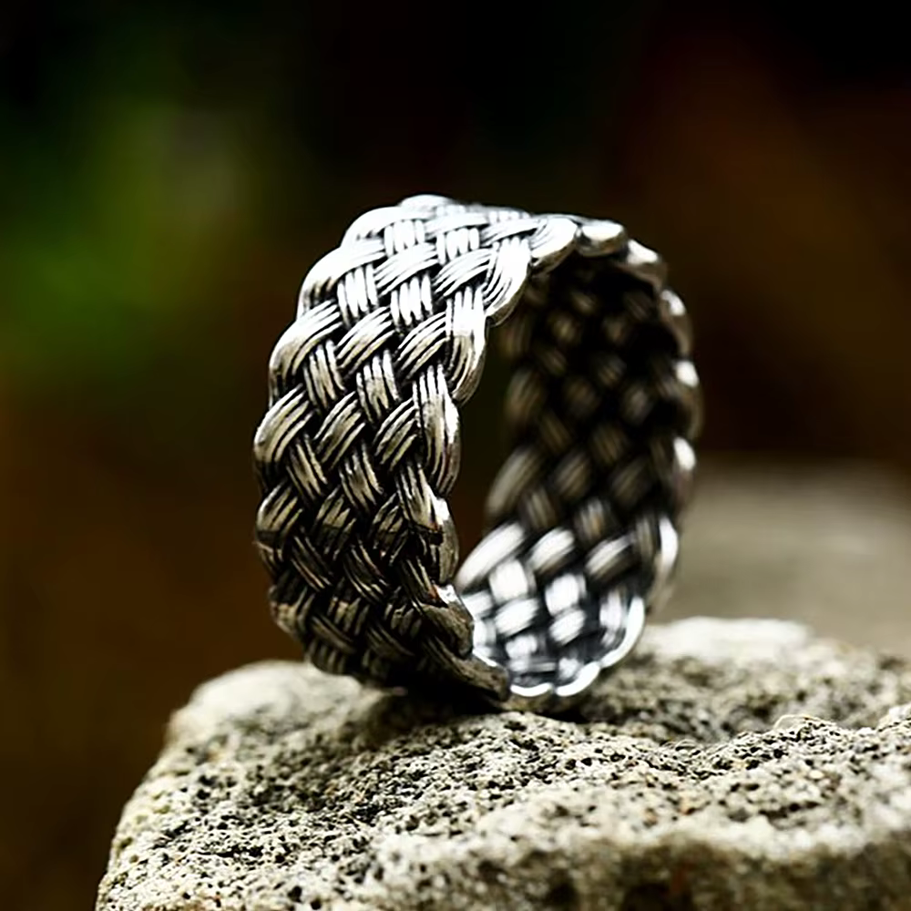 Bague rétro Viking en acier inoxydable pour hommes et femmes, anneau nordique Simple, amour entrelac