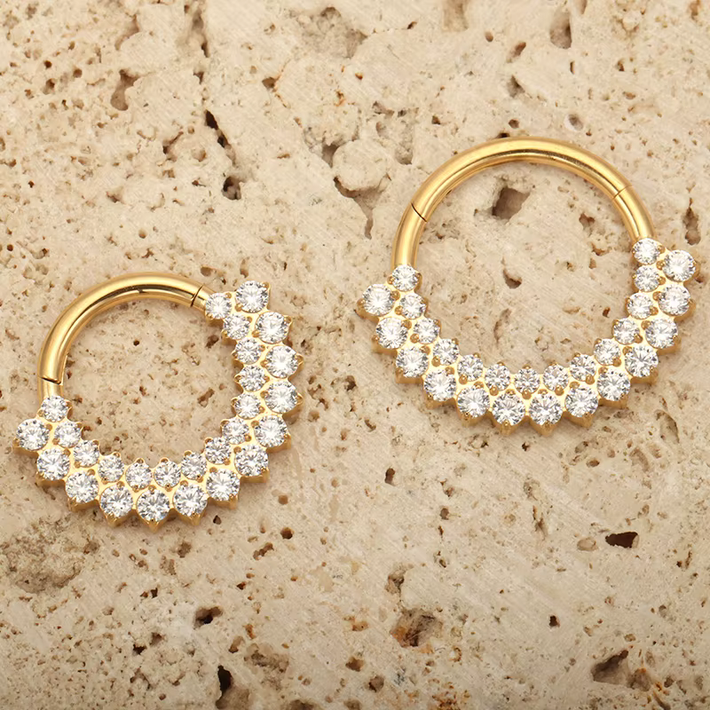 ASTM F136 titane Clicker Septum nez anneau Piercing CZ Daith boucle d'oreille cerceau avant face art