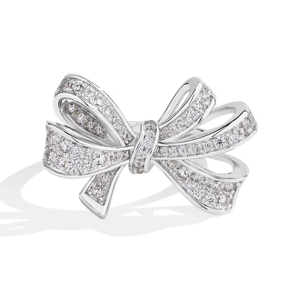 MINTYBOX-Bague de fiançailles en argent regardé S925 pour femme, nœud papillon, moissanite de labora
