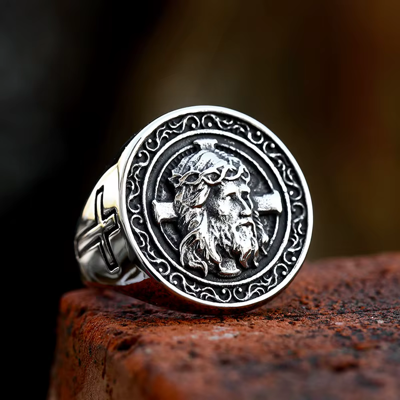 BEIER – bague de jésus au Design créatif pour hommes, anneau croisé religieux, prière, bijoux chréti